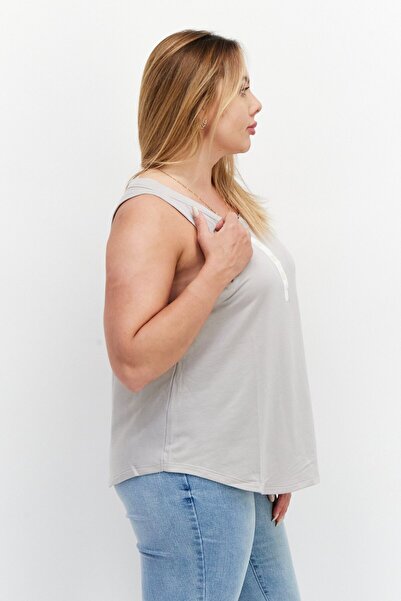 Refinery29 Women Crew Neck Sleeveless Plain Tank Top, Taupe