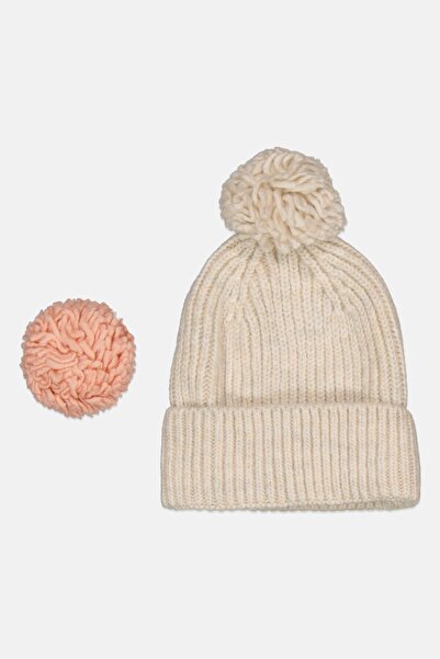 DeFacto Women Knitted Pompom Beanie, Ecru