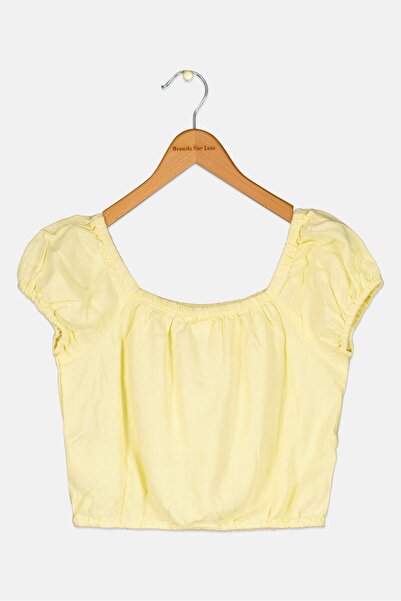 GAP Kids Girl Square Neck Short Sleeve Plain Top, Yellow
