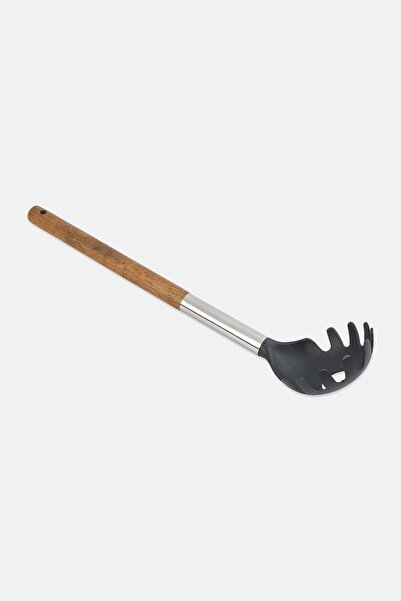Kitchenera Silicone Spaghetti Server With Wooden Handle, Black