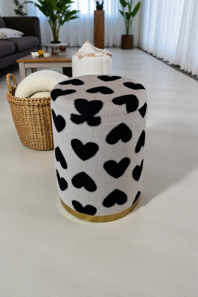 Arte Cotone Kalpli Kadife Kumaş Dekoratif Silindir Koltuk Sandıklı Puf 32 X 43