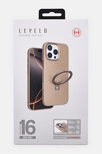 Levelo iPhone 16 Pro Max Iris Magsafe Liquid Silicone Case With Stand, Gold