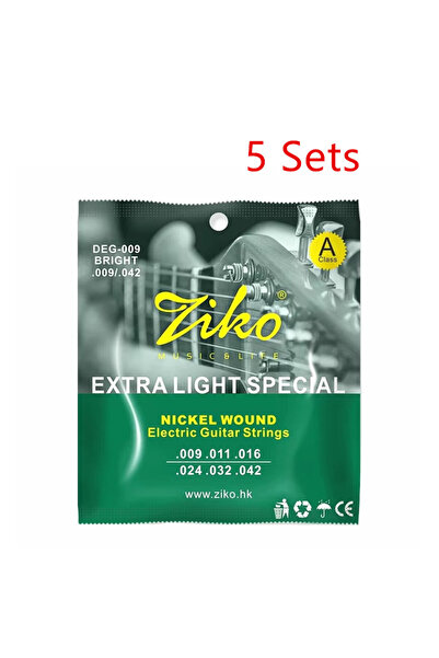 Choice4 مجموعة من 5 أوتار جيتار كهربائي ZIKO DEG-009، قلب فولاذي، طلاء سطحي م...