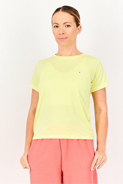Champion Women Sportswear Fit Brand Logo Short Sleeve Training T-Shirt, Light Yellow
