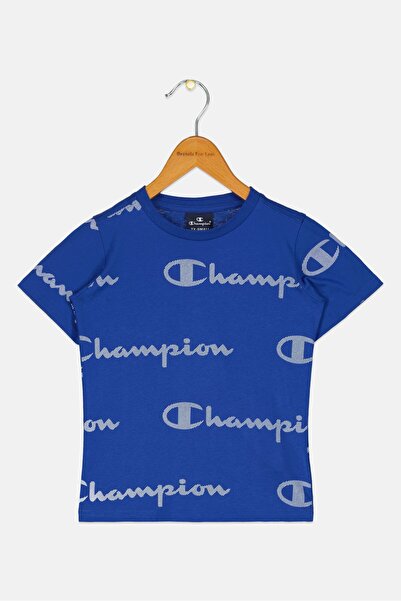 Champion تي شيرت خارجي بأكمام قصيرة للأولاد الصغار، أزرق