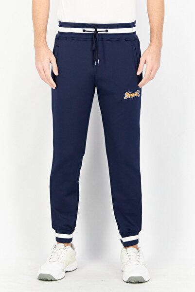 Le tigre Men Drawstring Side Pocket Sweatpants, Navy Blue/White