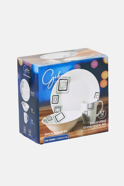 Gibson Home 12 Pieces Ceramic Dinnerware Set, Multicolor