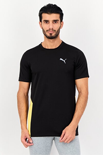 Puma تي شيرت رجالي رياضي بأكمام قصيرة للجري، أسود