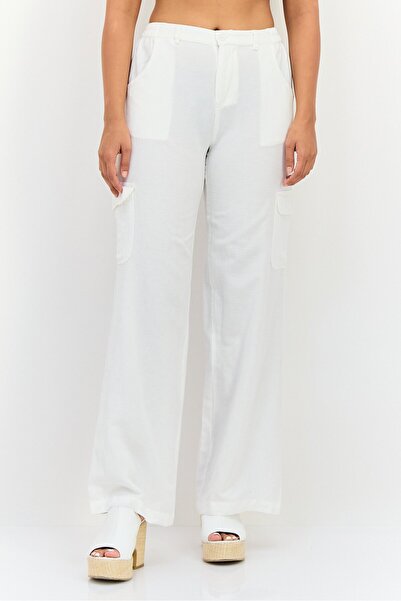 Don't Call Me Jennyfer Women Regular Fit Solid Wide Leg Pants, White