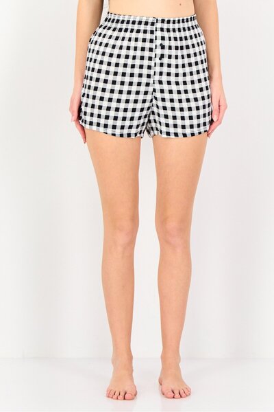 Forever 21 Women Gingham Pattern Pull On Pyjama Shorts, Multicolor