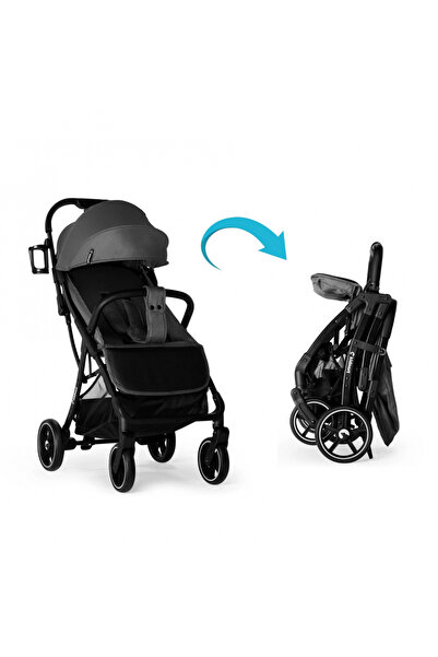 Kidnort Baby stroller, Fjallrav Blue, with compact folding, full suspension, backrest and