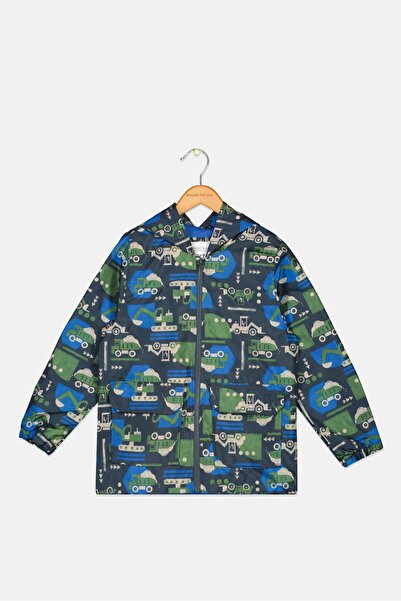 Carter's Kids Boy Allover Print Rain Jacket, Navy Blue Combo