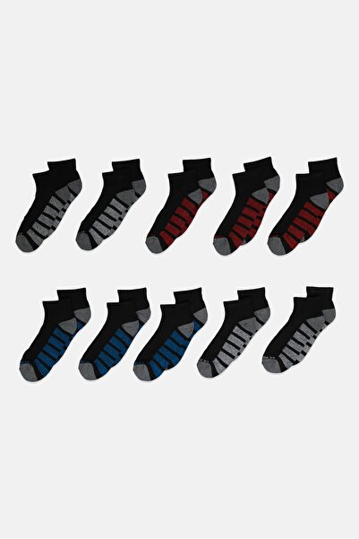 U.S. Polo Assn. Men 10 Pairs Brand Logo Quarter Crew Socks, Multicolor