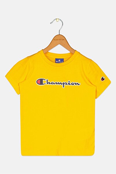 Champion تي شيرت خارجي بأكمام قصيرة للأولاد الصغار، أصفر