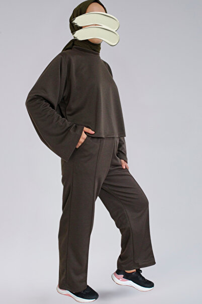 BNZ TEKSTİL Seasonal Crop Pants Set - Crop & Straight Leg Pants Seasonal Fabric Women's Set