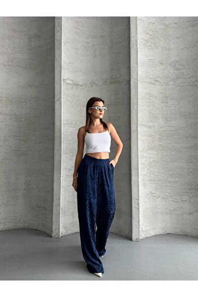 Bella Breeze Kadın Leopar Desenli Esnek Saten Pantolon