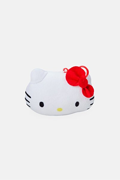 SANRIO Kids Girl Hello Kitty Plush Head Zipper Small Pouch, White
