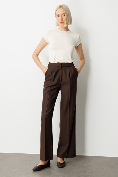 Ekol Pleated Detailed Wide Leg Trousers