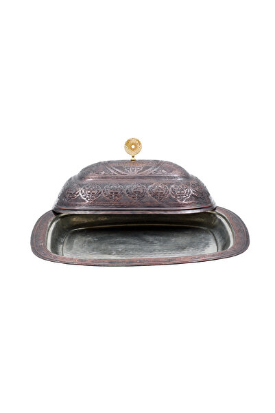 ANTEPSEPETİ Antique Copper Cornered Presentation Plate (35 cm)