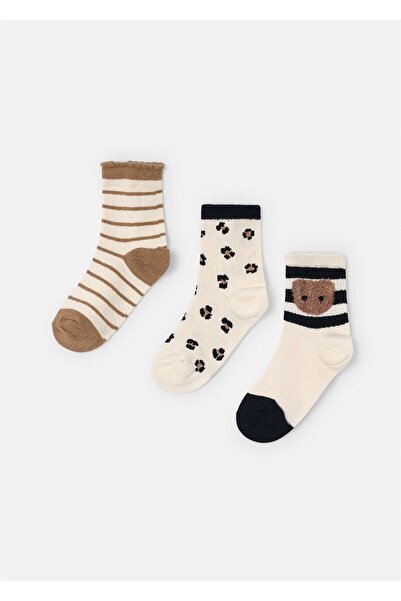 MAYORAL Комплект от 2 чифта раирани чорапи за момичета, кремави 10056