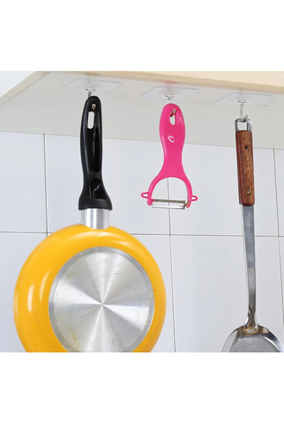 SAVORYHOME 5 Adet Şeffaf Güçlü Kendinden Yapışkanlı Kapı Duvar Askı Kanca Ağır Yük Taşıma