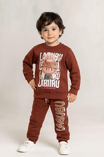 TURKUAZ KIDS High Quality 3 Thread Winter Chardun 100% Cotton Boys Children's Tracksuit Set Kids Pajamas Set