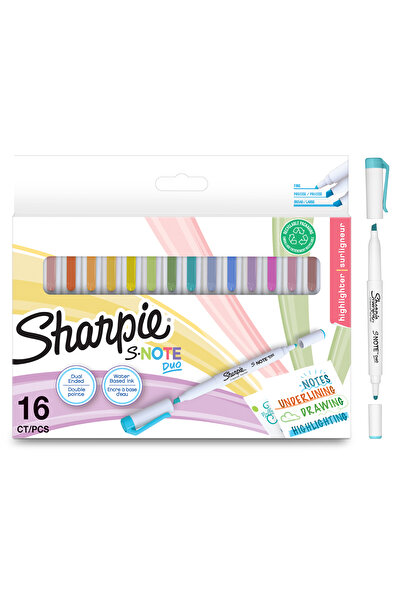 Sharpie Set of 16 S-Note Duo markers, 2 tips, pastel colors