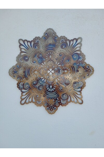 Kat Time Decor de perete din metal, mandala artistică, cu detalii florale și ...