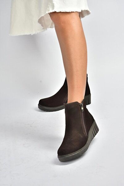 Fox Shoes V324800402 Γυναικείες μπότες από γνήσιο δέρμα καφέ σουέντ