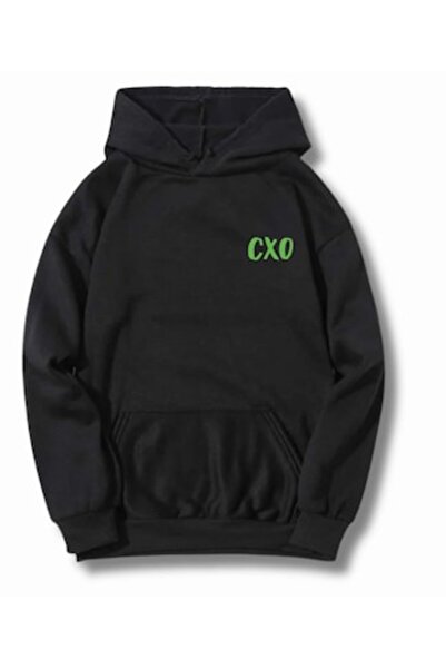 OEM Men's Hoodie with Front-Back Print, CXO Toxic Hustle, Cotton, Black, XXL INTL