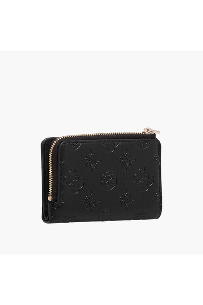 Guess Embossed Bi-Fold Wallet with Snap Button Closure