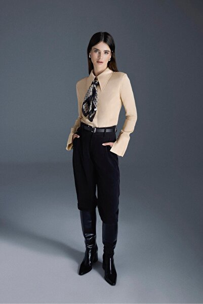 AURA BEA YÜKSEK BEL KLASİK PANTOLON SİYAH