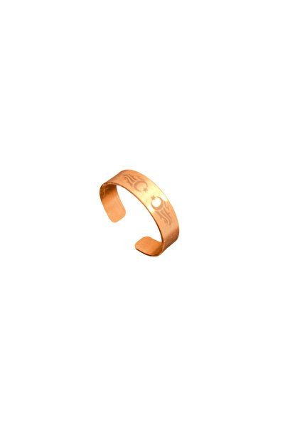 FM Copper Ring with Moon & Sun Motif |   Adjustable and Impressive Design