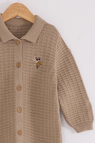 U.S. Polo Assn. 100% cotton snap-closure baby boy polo knit romper