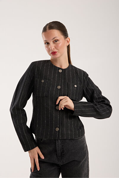 ŞEYDA ERTEM سترة قصيرة من القطن الأنترازيت