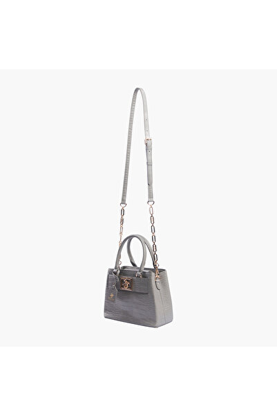 Beverly Hills Polo Club Textured Tote Bag with Detachable Strap and Zip Closure