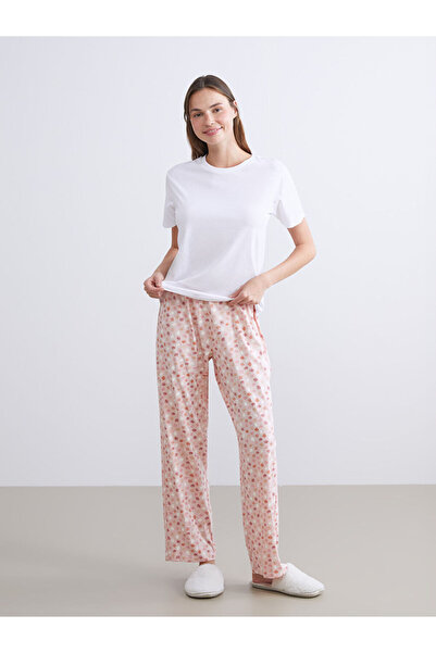 LC Waikiki Plus Size Elastic Waist Floral Women's Pajamas Bottom