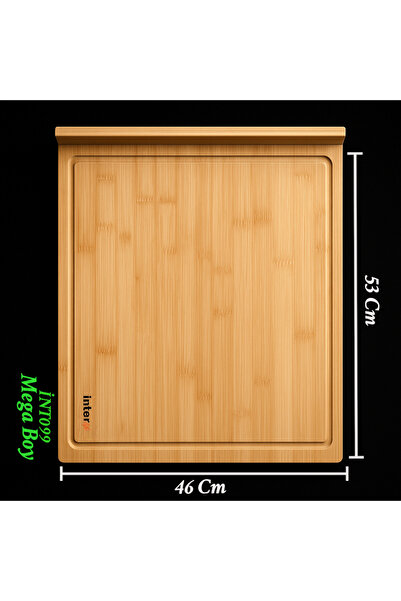 İnterlife Bamboo Cutting Board Original Bamboo Edged Dough Rolling Board Mega Size (53*46 cm)