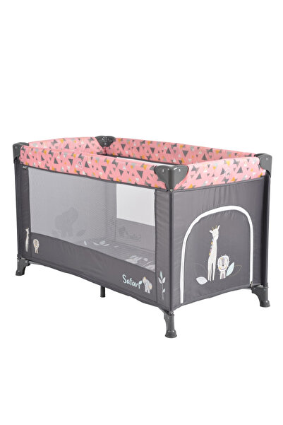 Moni Patut pliabil pentru copii Safari Pink 125x62x75 cm cu un nivel,Deschide...