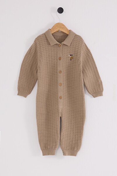 U.S. Polo Assn. 100% cotton snap-closure baby boy polo knit romper