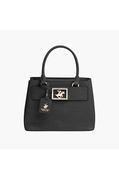 Beverly Hills Polo Club Textured Tote Bag with Detachable Chain Strap and Zip Closure