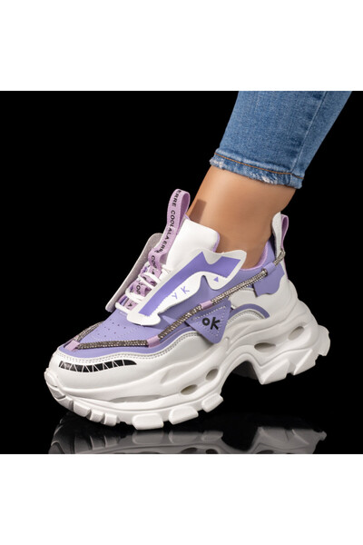 Modlet.ro Women's purple thick-sole sports shoes with rhinestones MOD10074