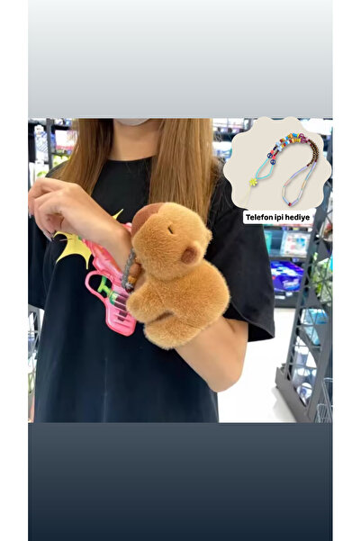 synshop Cabypara Kapibara Peluş Kola Sarılan Capybara Bileklik Oyuncak Araç Çok Amaçlı Aksesuar