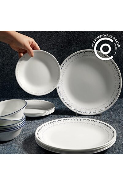 Corelle Dinnerware Set 18-Piece, Navy, White, 1147837