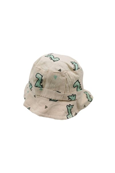 Doty Summer Hat for Children StarHat with String, 16x11 cm, Cream, Dinosaur Print