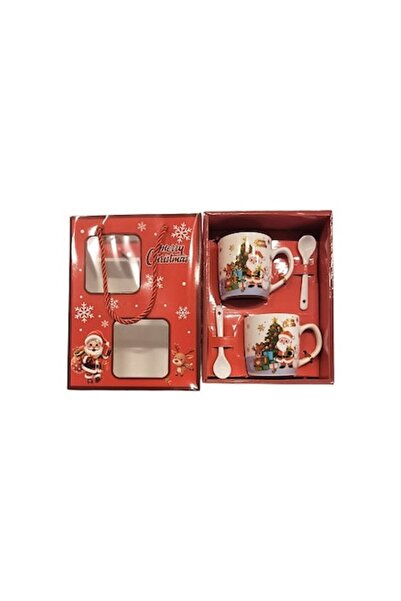 Clini Christmas Set 2 Mugs with Spoons, ceramic, 210 ml, Merry Christmas, Santa Claus, 4X-0876