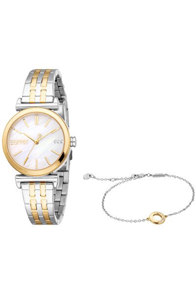 Esprit ساعة نسائية فضية وذهبية | Es1l505m0075