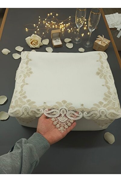 Valora Concept Fransız Dantelli Orta Boy Keten Söz Nişan Bohça Hurcu