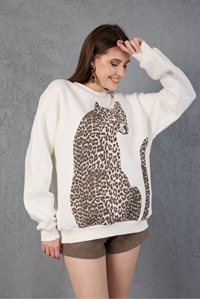 amurpars Leopard Patterned Oversize Sweatshirt