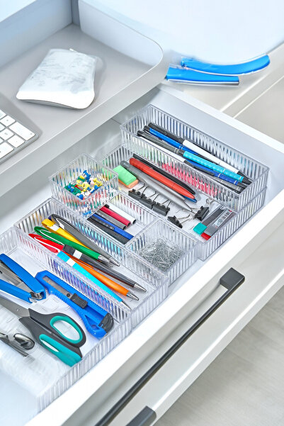 Ahlat Store 6'lı Dolap İçi Takı Makyaj Organizer - Çekmece İçi Düzenleyici Set Şeffaf Yüksek Kalite Akrilik